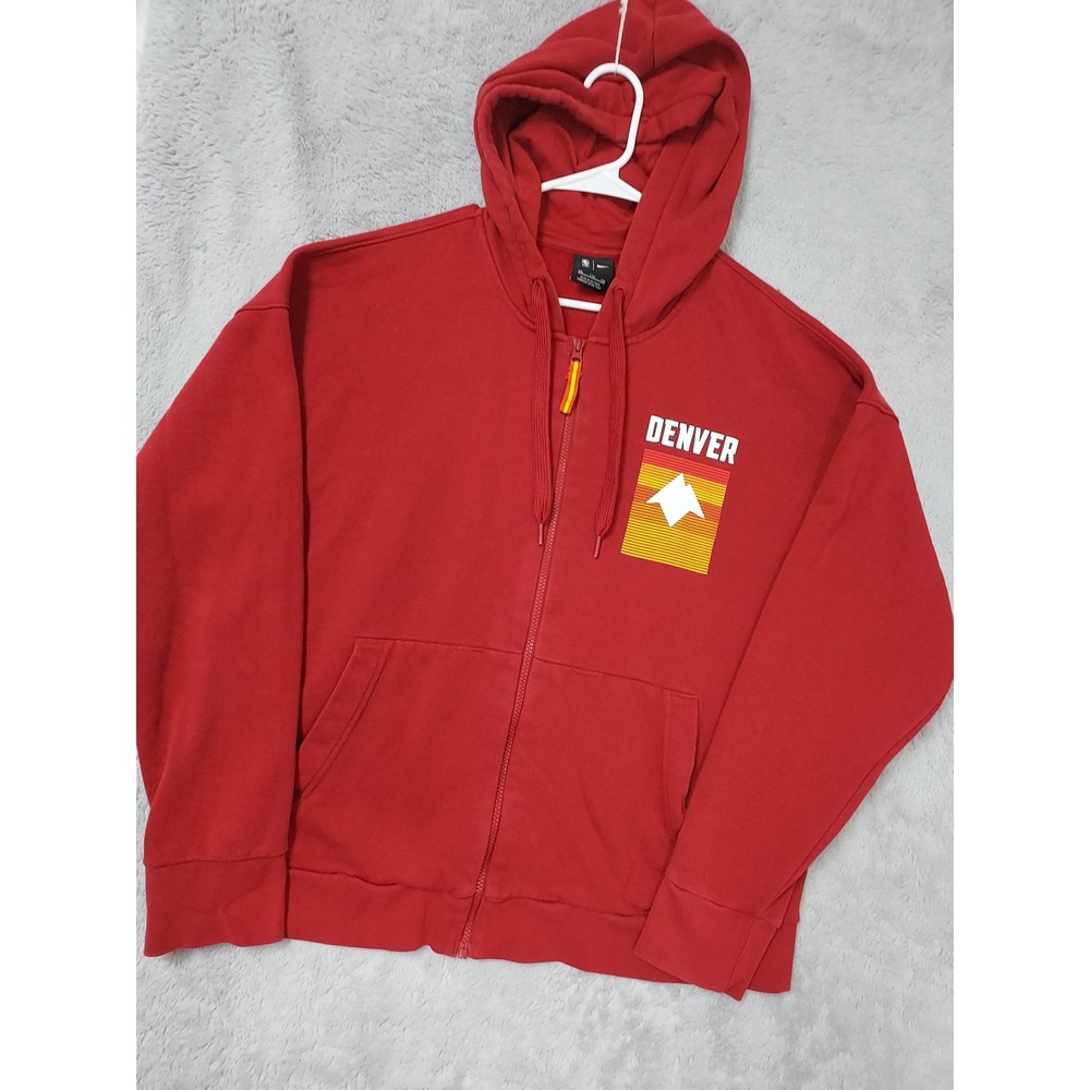 Denver Nuggets Jacket Mens Mens XXL 2XL Nike NBA Full Zip Hoodie Maroon Fleece
